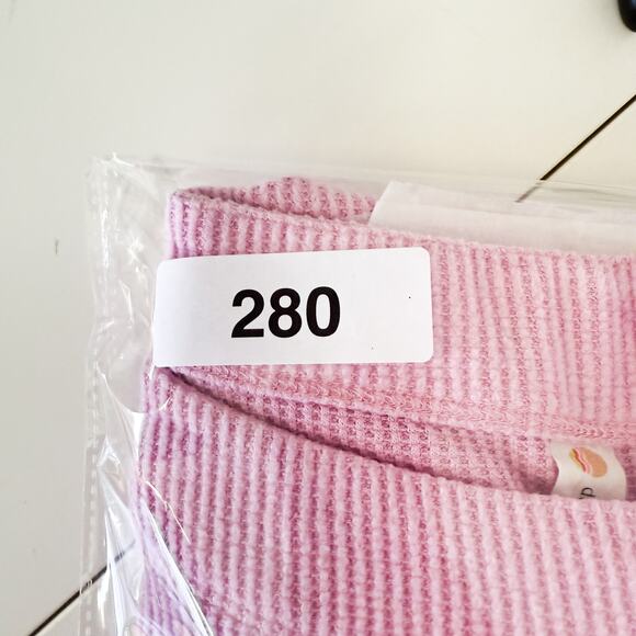 Anthropologie Daily Practice Boat Neck Waffle Knit Sweatshirt Pink - 2XS XXS - Picture 7 of 7